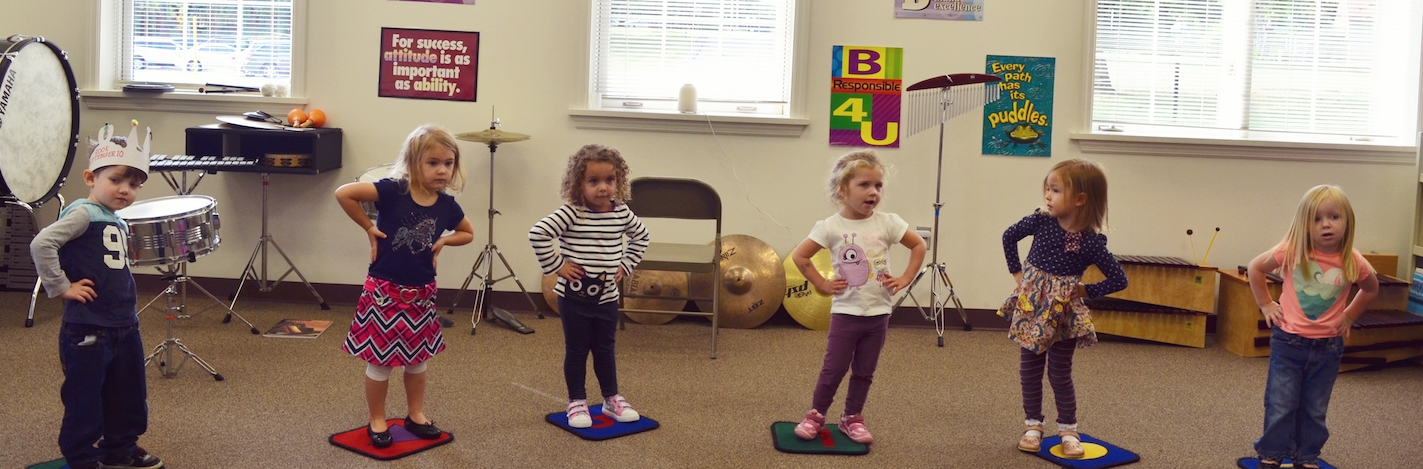 preschool students at music